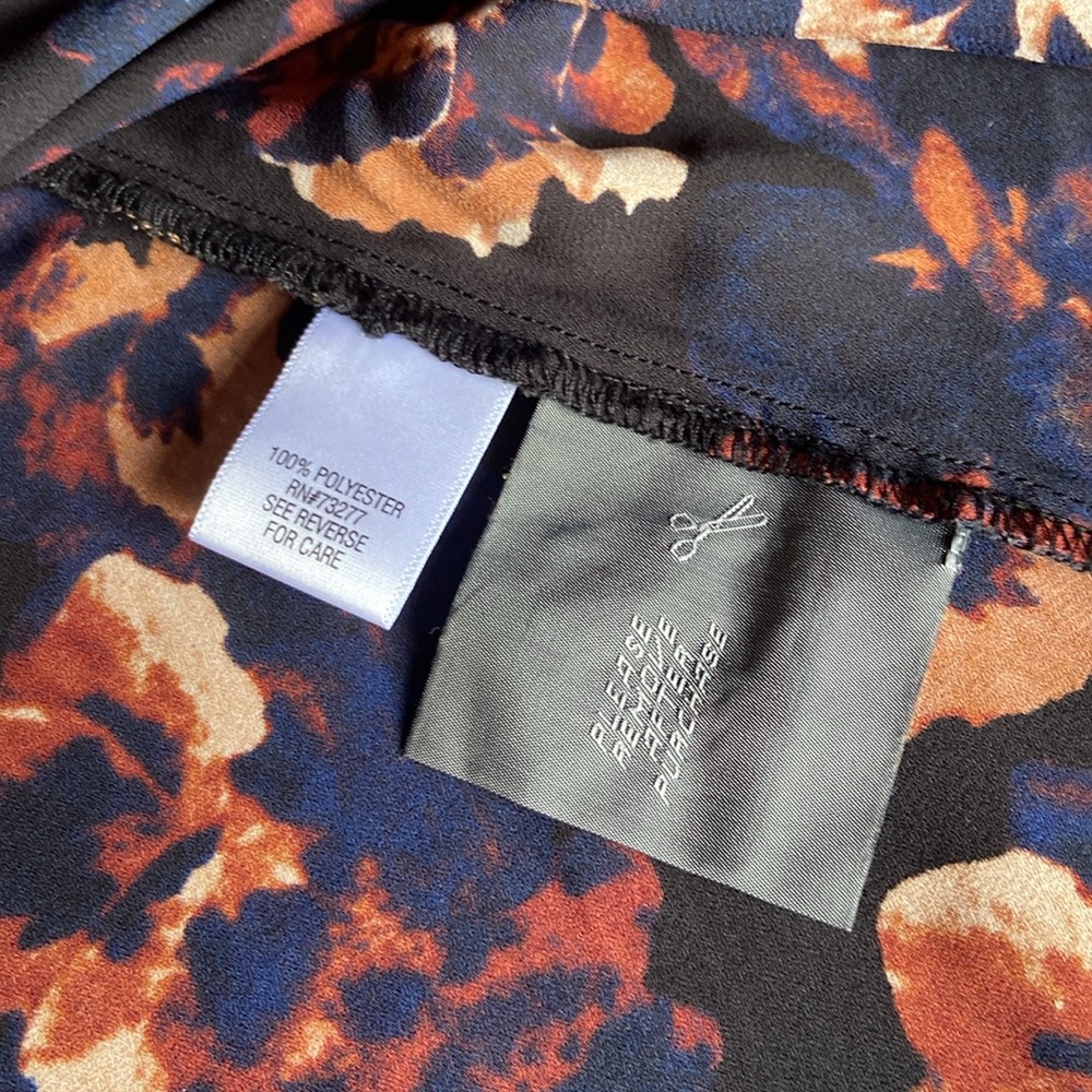 Simply Vera Vera Wang Asymmetrical Black and Brown Mandarin Collar Blouse Size L - Picture 10 of 10